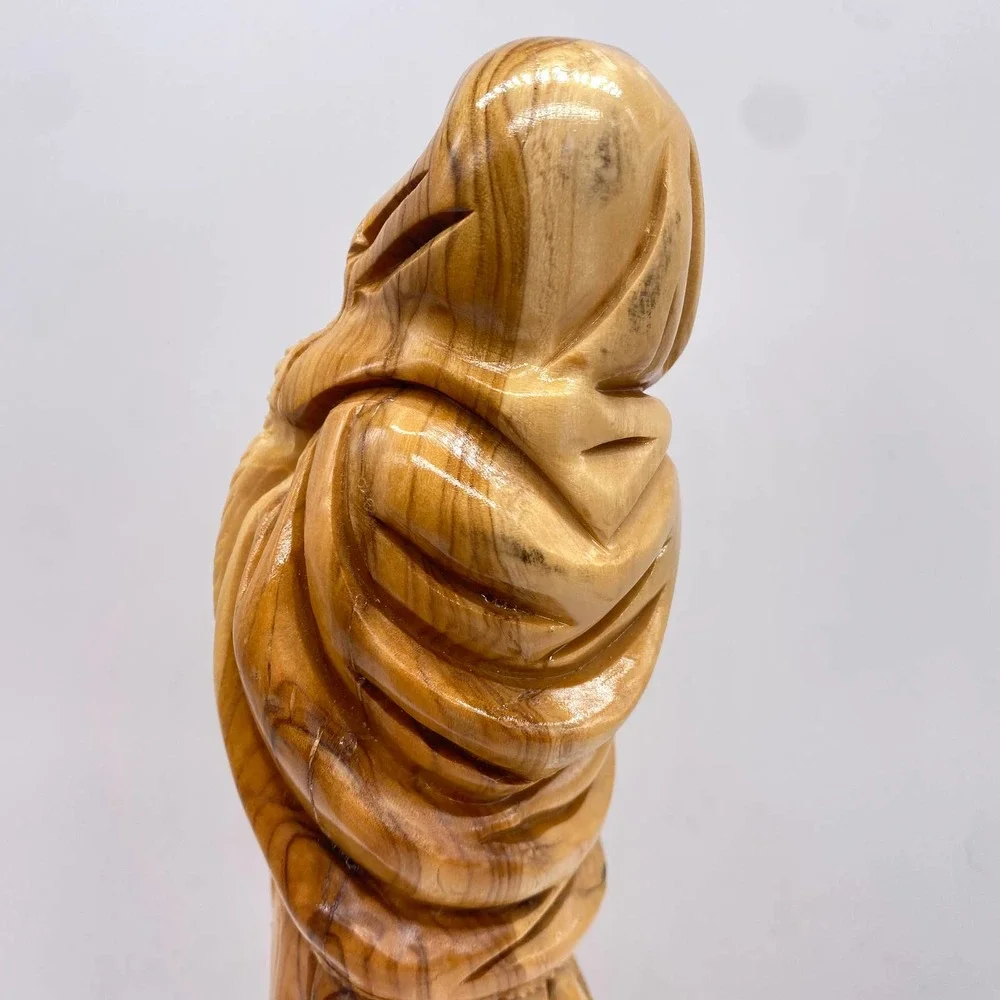 Virgin Mary & Baby Jesus Olive Wood Statue 10" Made in Bethlehem - Picture 3 of 6